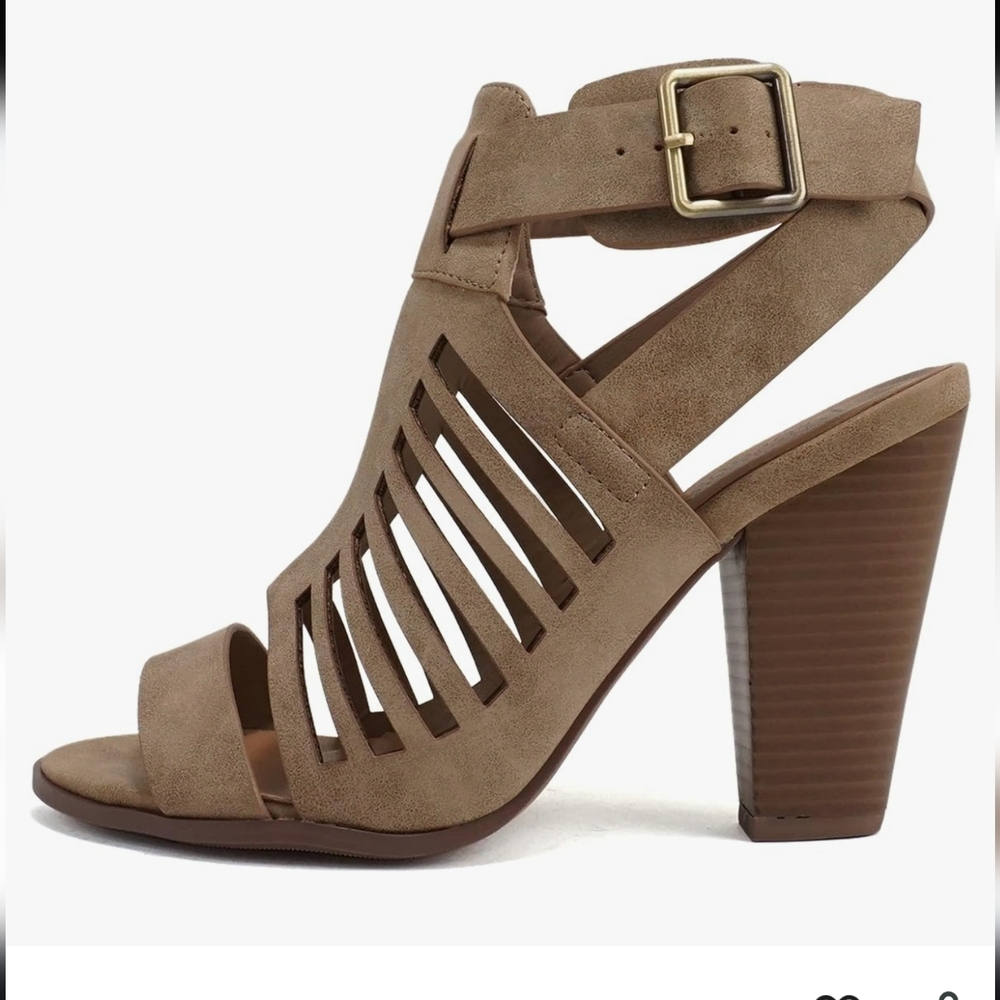 NEWGladiator cutout stacked chunky high heel dress sandals with adjustable ankle